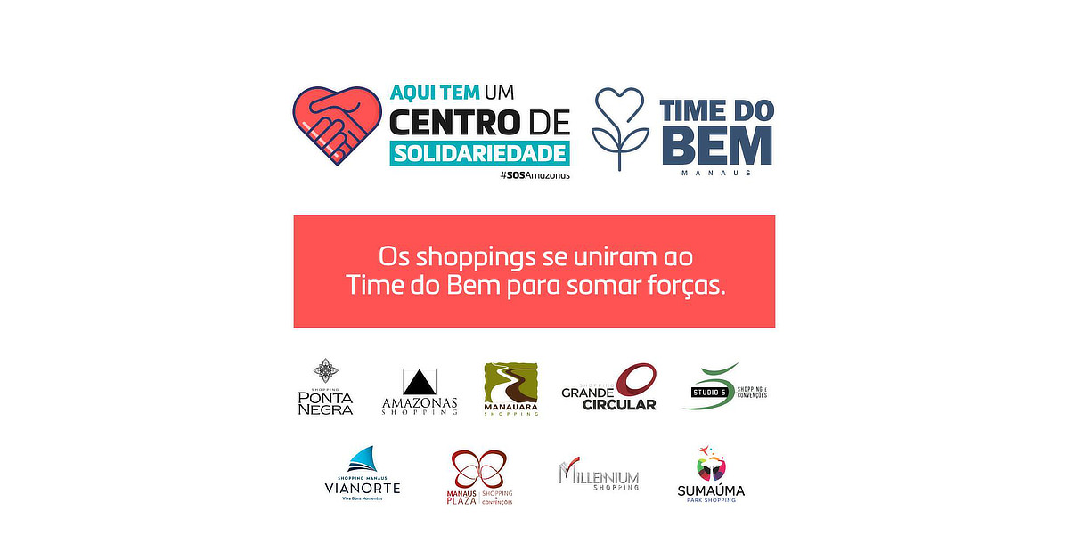 Shoppings em Manaus se unem ao Time do Bem para ajudar profissionais